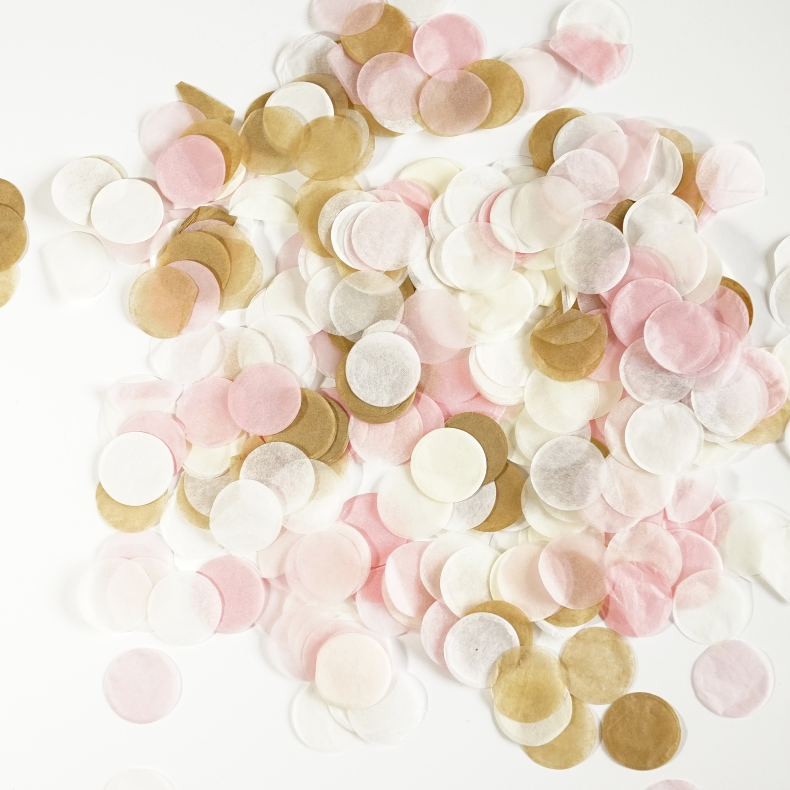 Premium 1-Inch Round Tissue Paper Party Table Confetti - 50 Grams - Blush Pink, White, Ivory, Tan